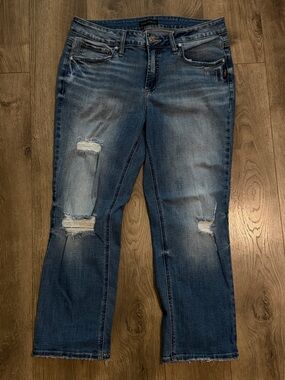 Silver Jeans Women's Ripped Dark Blue capri Jeans